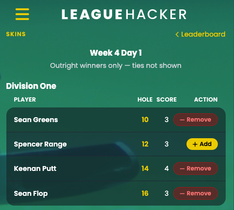Skins and payouts